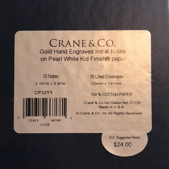 Crane & Co. Gold Engraved Inital (Y) Notes on Pearl White Kid Finish Paper - Picture 3 of 3